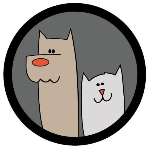 Logo de dan. Un perro y un gato.